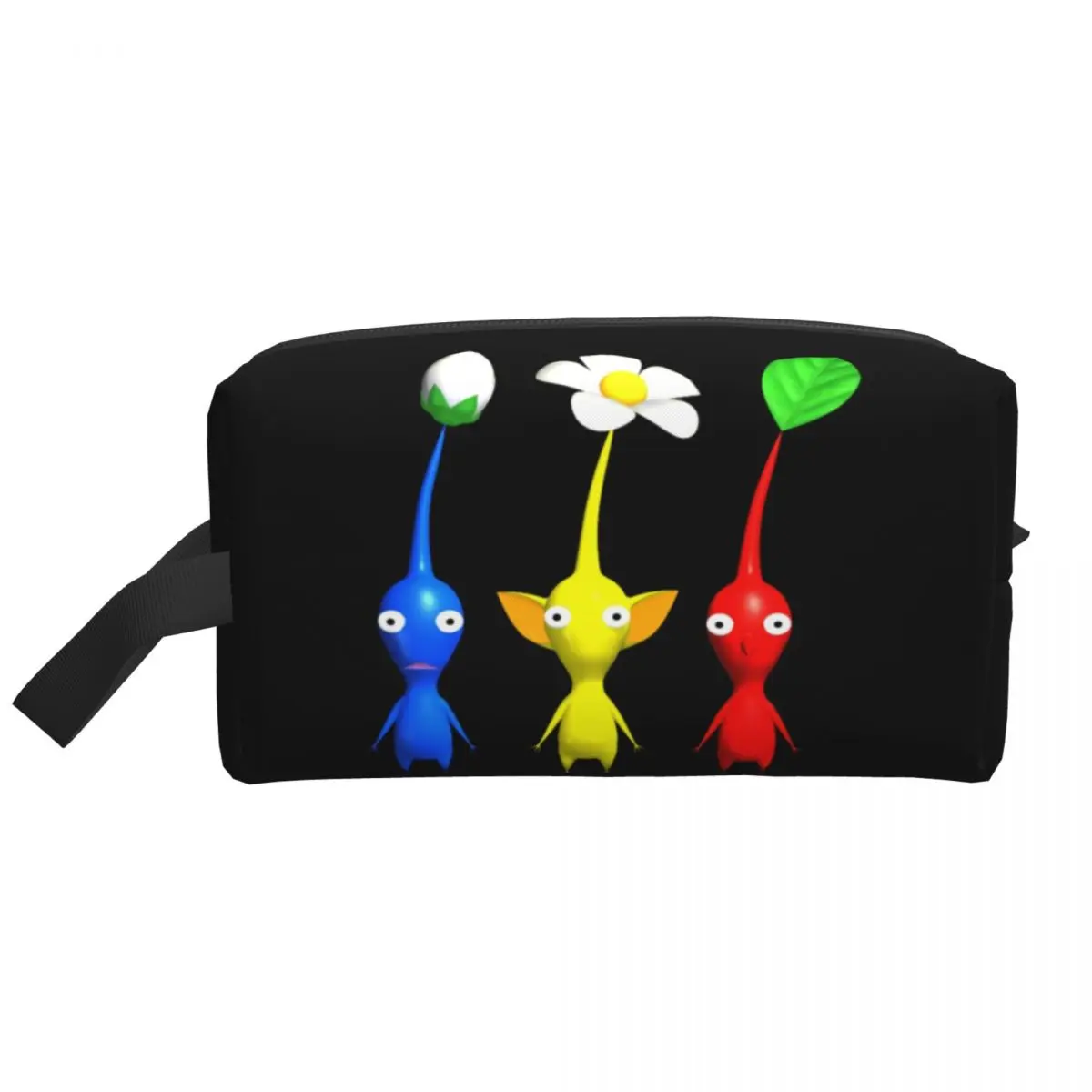 Cartoon Plant Creature Pikmin Cosmetic Bag Women Kawaii Big Capacity Animated Games Makeup Case Beauty Storage Toiletry Bags