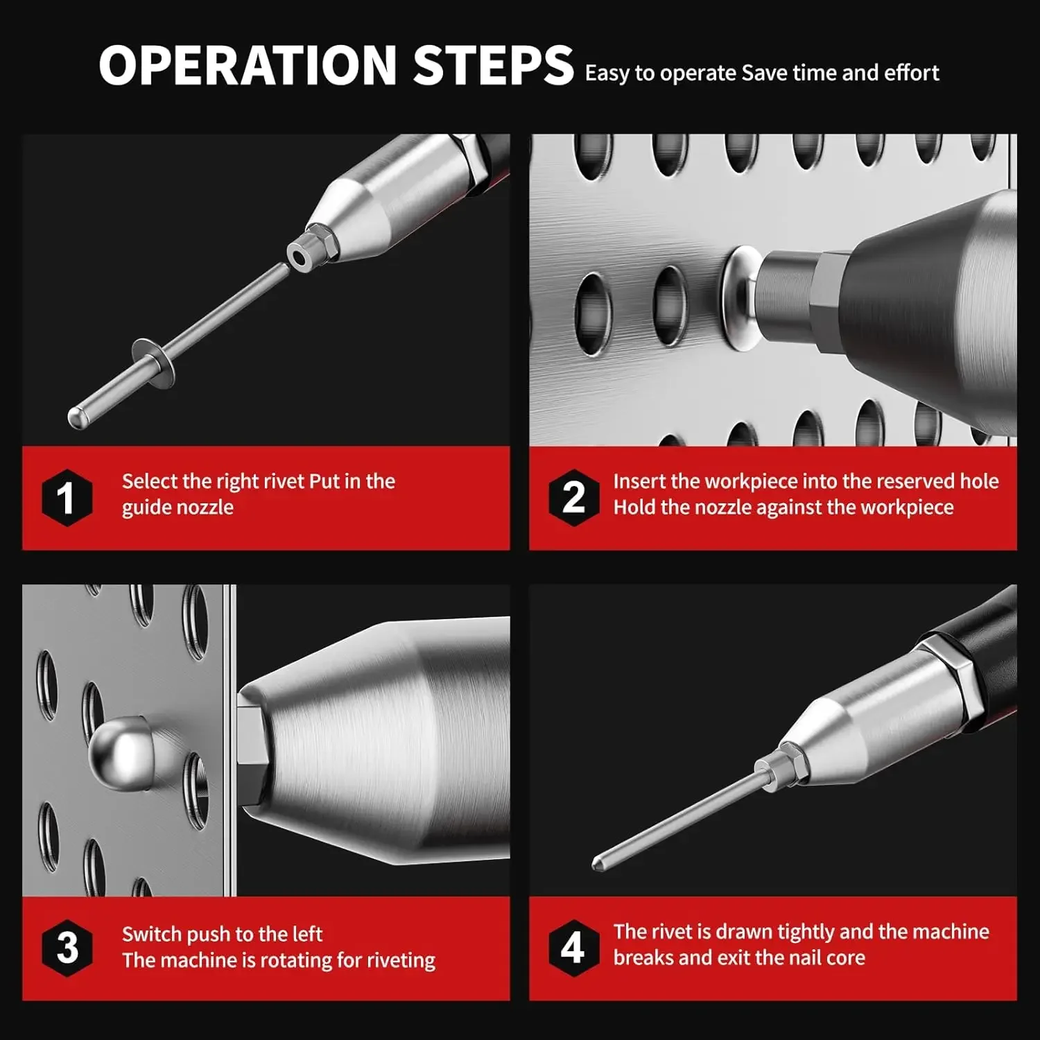 Rivet Gun, Electric Rivet Gun Kit with 2PCS Battery and Charger, Brushless Blind Riveter Tool Kit for 1/8", 5/32"