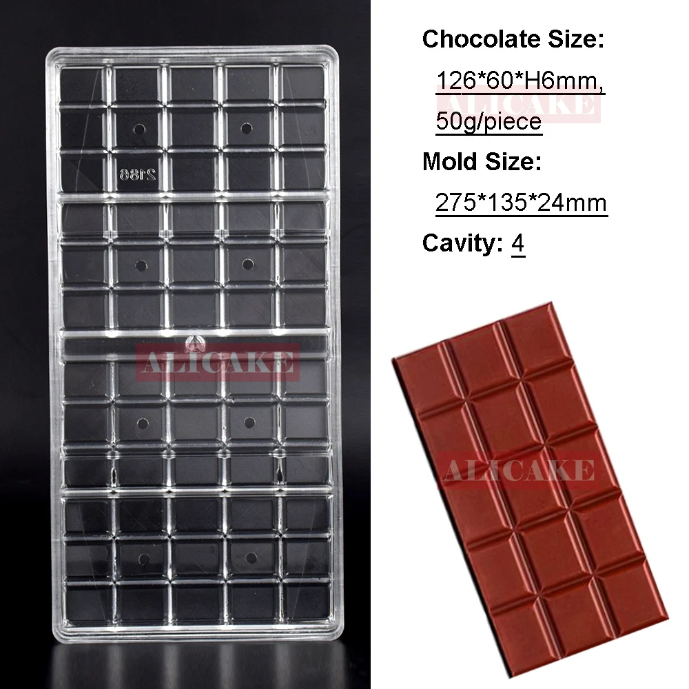 Polycarbonate Chocolate Mould Candy Chocolate Bar Molds Acrylic Bonbons Confectionery Kitchen Baking Pastry Utensils Tools