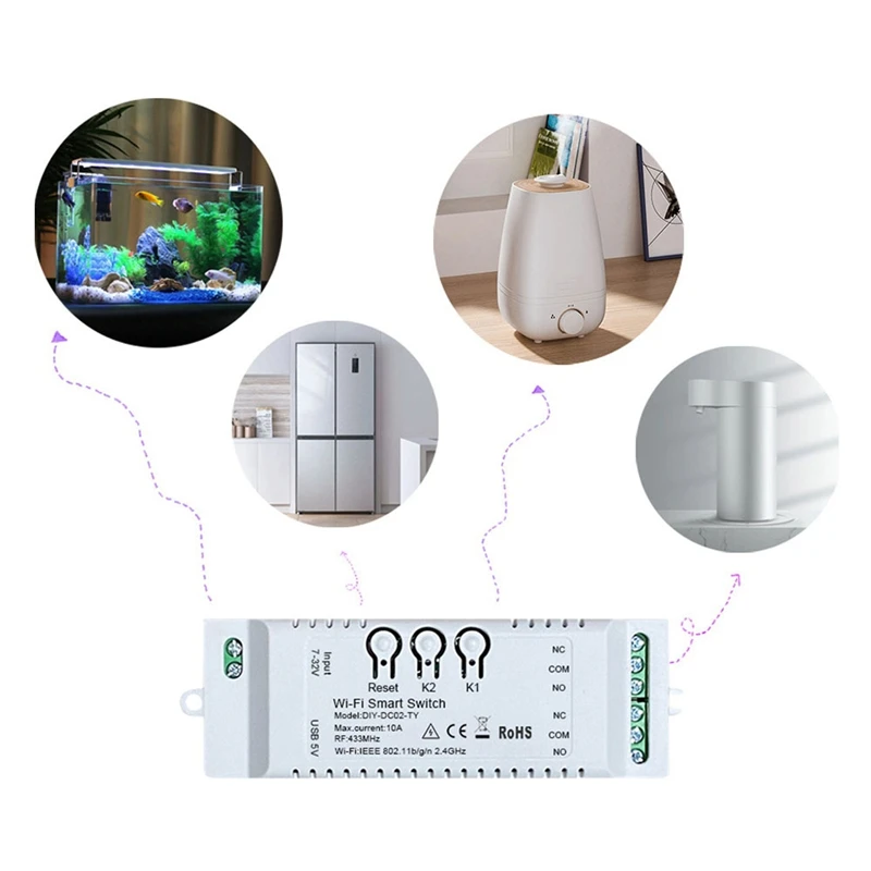 ใหม่ 2CH Tuya Wifi สมาร์ทสวิทช์ DIY จับเวลา USB 5V 2.4G Wifi Smartlife Home Automation โมดูลสําหรับ Alexa Google Home IFTT