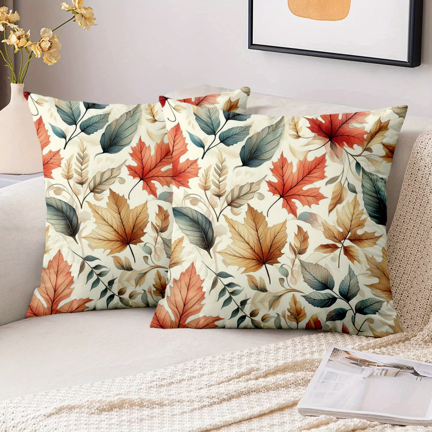 

1 Pieces Autumn Leaf Pattern Decorative Throw Pillow Covers Polyester pillowcase, sofa decorative cushion cov Headboard Pillow