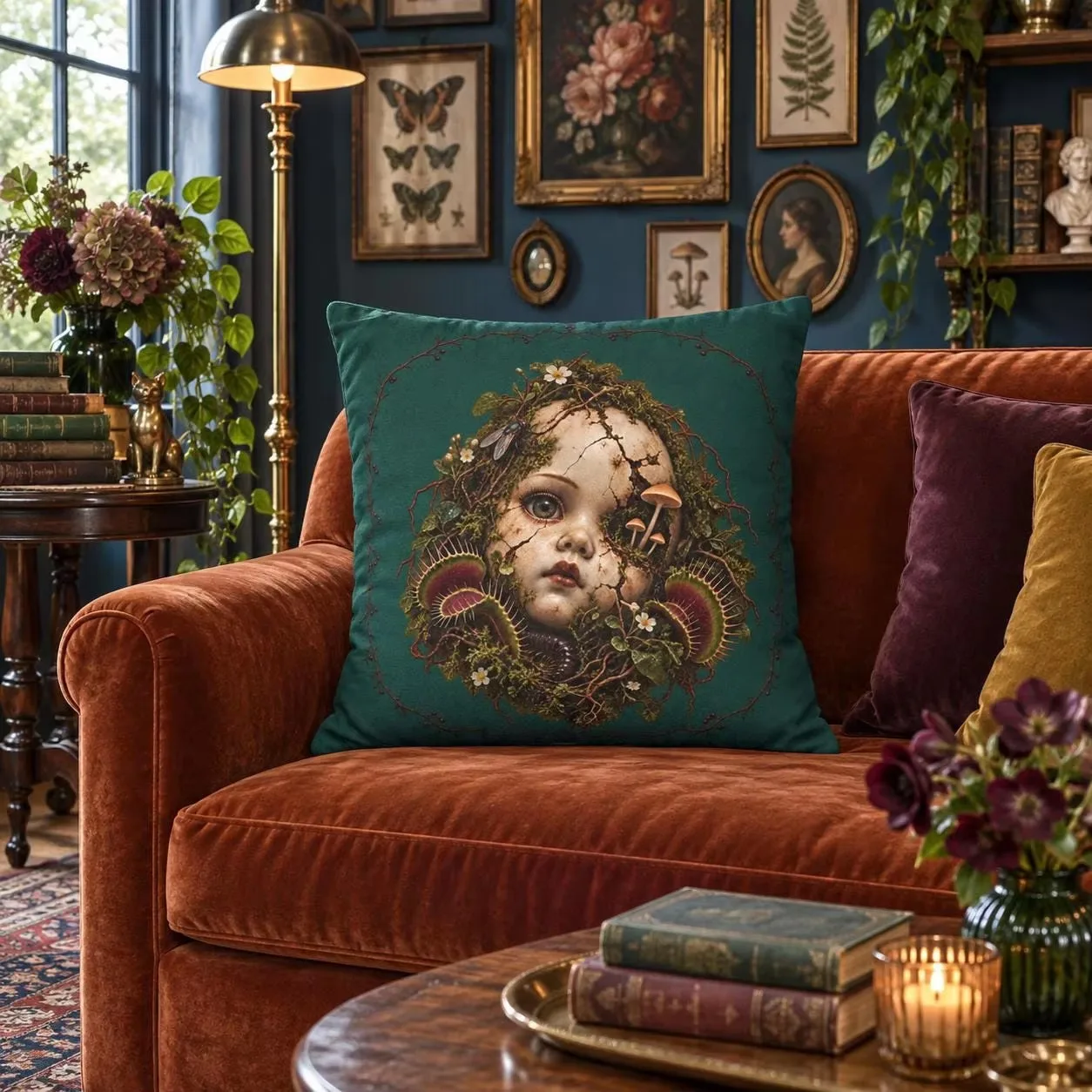 Haunted Doll Head Double Sided Pillowcase, Creepy Oddities Gift Polyester 2D Print for Living Room Sofa Home Decor