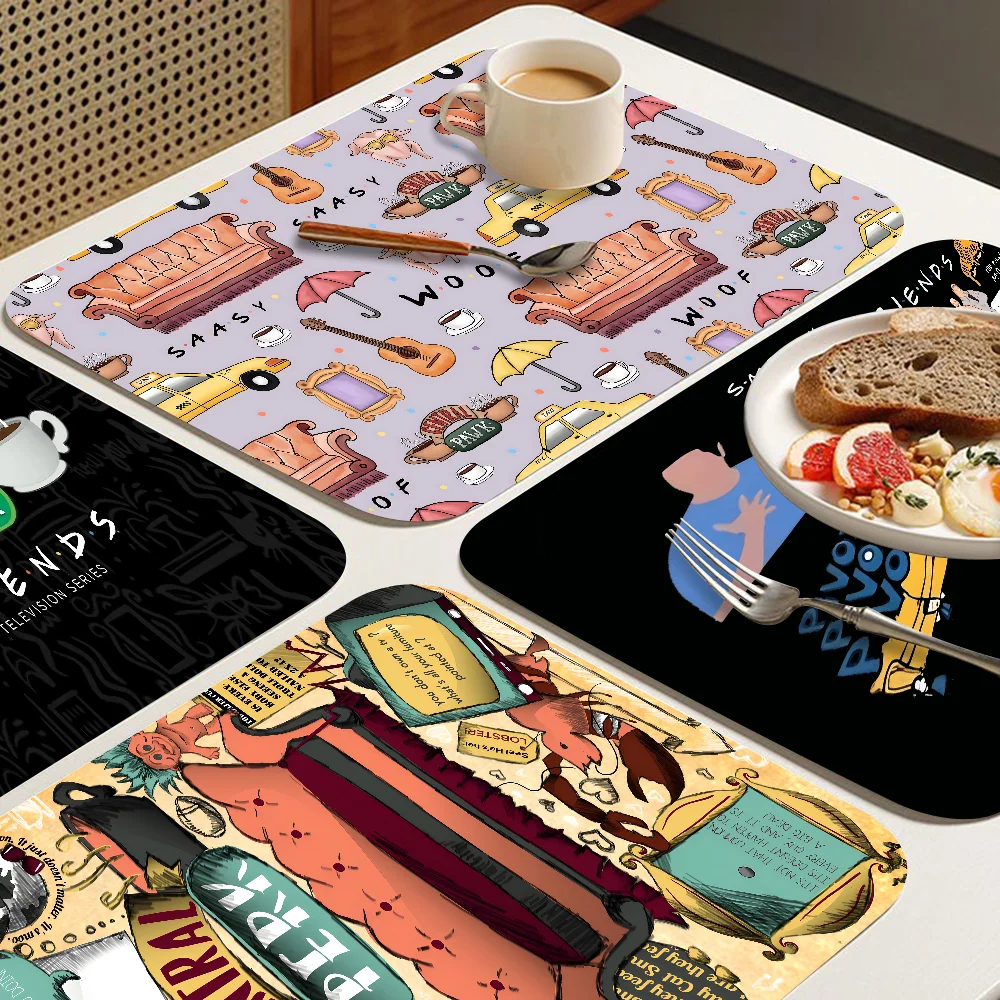 Friends-TV SHOW Coffee Mat Dish Draining Mat Drying Mat Quick Dry Bathroom Drain Pad Kitchen Faucet Placemat