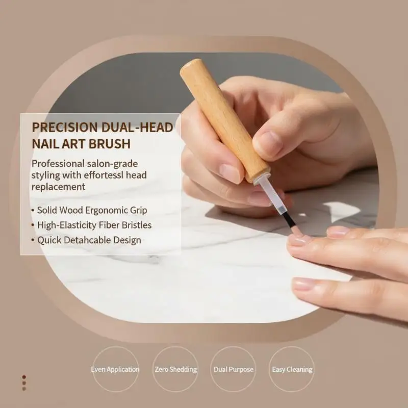 Multi-functional Detachable Nail Art Brush Heads Dual-Ended Replaceable for Professional Nail Technician Use