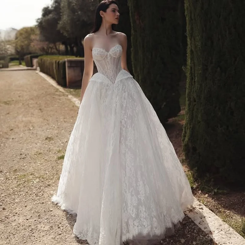 تخصيص الدانتيل العاج الأبيض الكرة ثوب فساتين الزفاف الملكي الحبيب زين صائق طويلة الأكمام صنع رداء دي