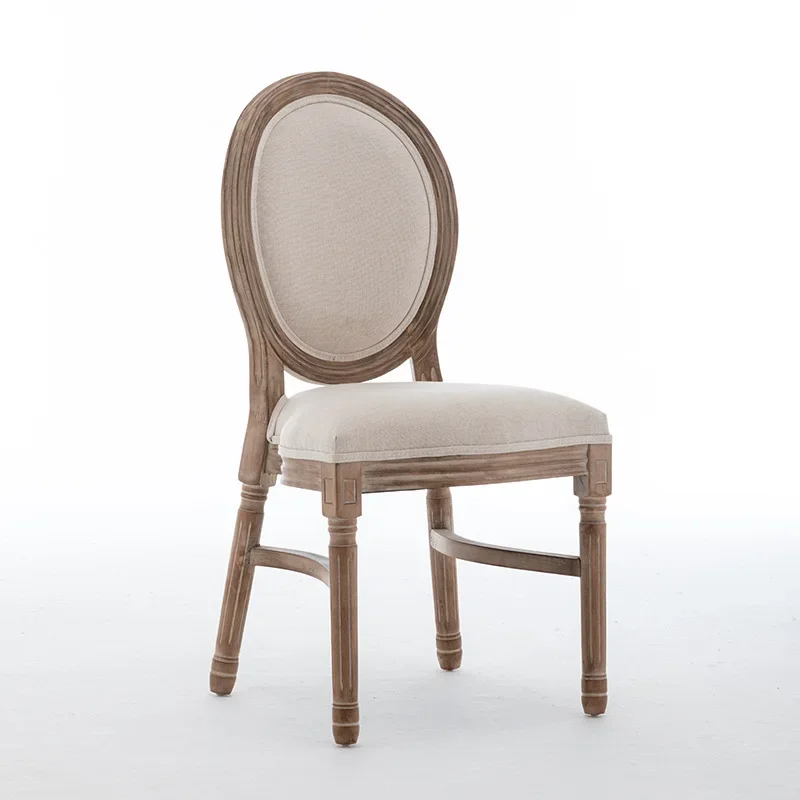 Solid wood retro home restaurant dining chair Louis backrest stool Nordic American simple country stacked chair