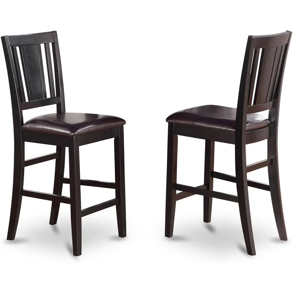

Set of 2 Black Leatherette Upholstered Wooden Counter Height Stools - Buckland Style
