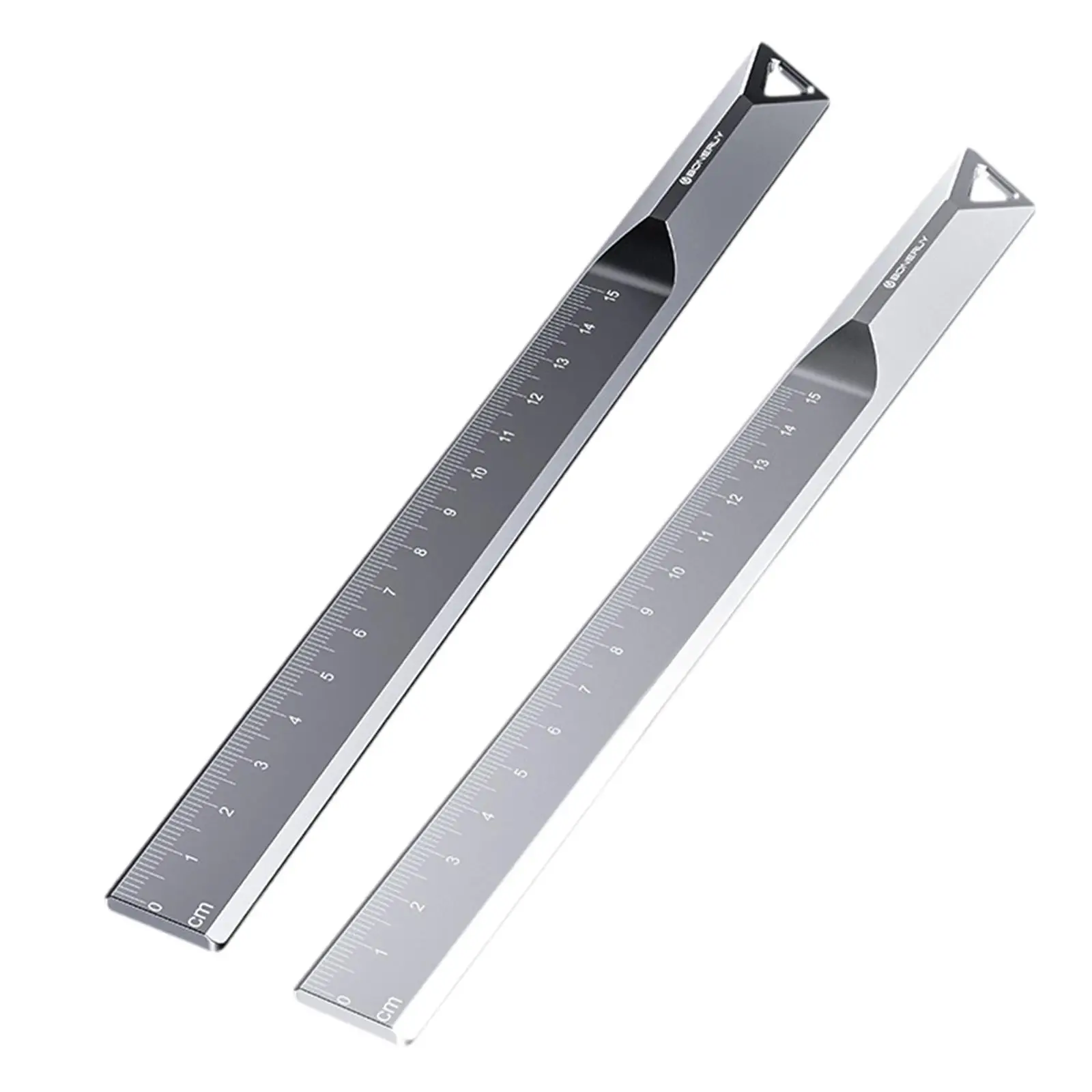 Straight Ruler Engraved Aluminum Alloy Accurate Thickened 15cm with Hanging Hole for Drawing Office Planner Engineers Students