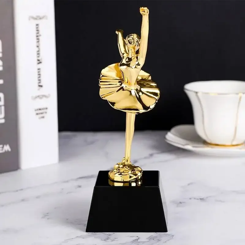 Metal Handicrafts Simulation Figure Sculptures Ballet Figures Dancing Girls Golden Statues Ballet Dance Home Decoration