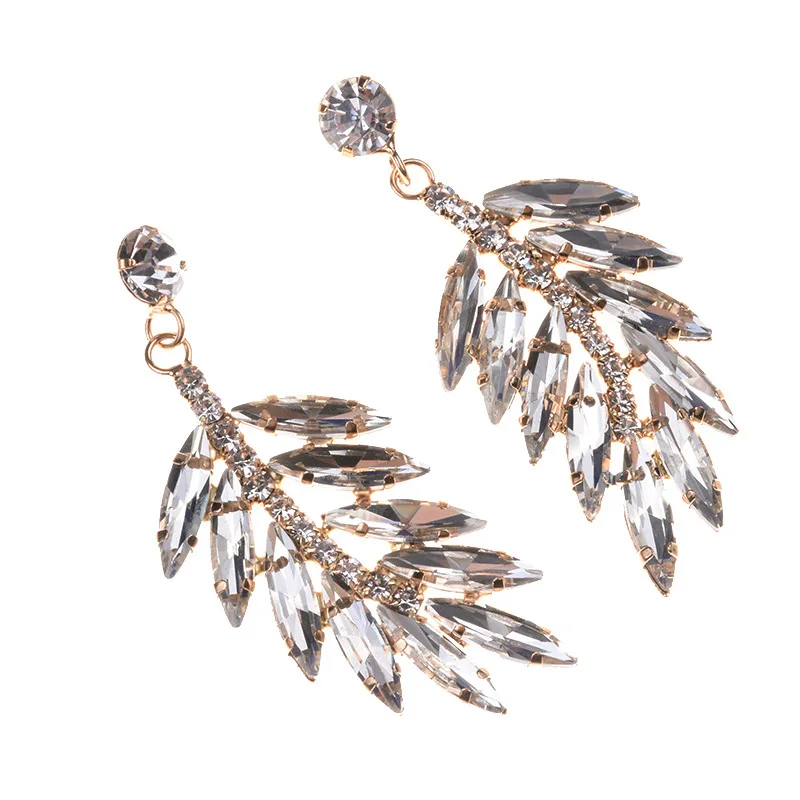 Bohemian Jewelry Popular Luxury Gem Leaf Earrings Best Selling Accessories Source Fashionable Earrings Silver Plated