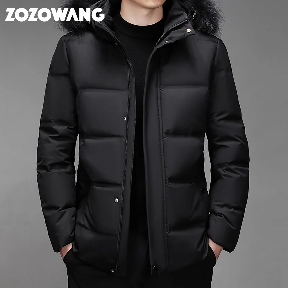 ZOZOWANG 2023 Arrival Duck Down Jacket Big Fur Hat Collar Detachable Fashion Thick Winter Keep Warm Men\'s Winter Down Coats