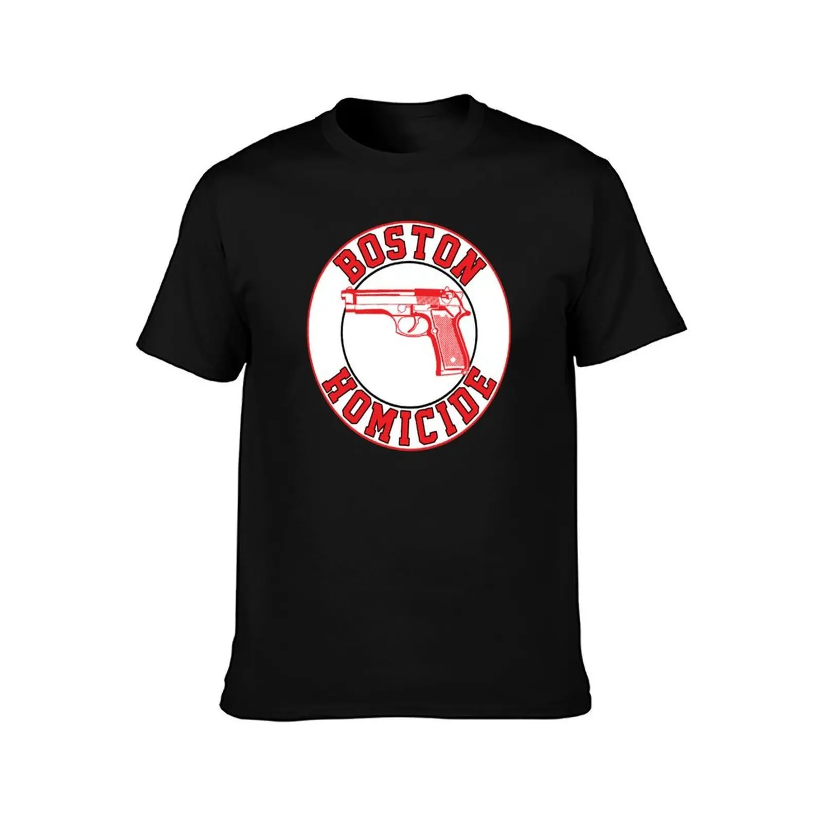 Boston Homicide T-Shirt, Summer Casual Cotton Tee, Oversized Streetwear Tops, Vintage Graphic Print, Loose Fit Short Sleeve