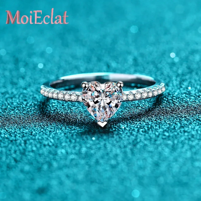 

Luxury Heart-shaped Platinum Rings for Women with 1ct/2ct Moissanite, Sparkling Pt950 Diamond Engagement Ring Fine Jewelry Gift