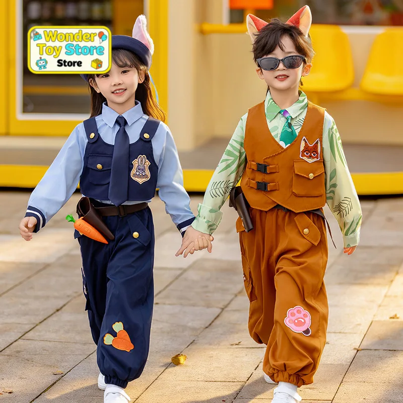 

Zootopia Kids Judy Hopps Nick Wilde Cosplay Costume Three Piece Spring Outfit For Boys Girls Performance Party Dress Up Set