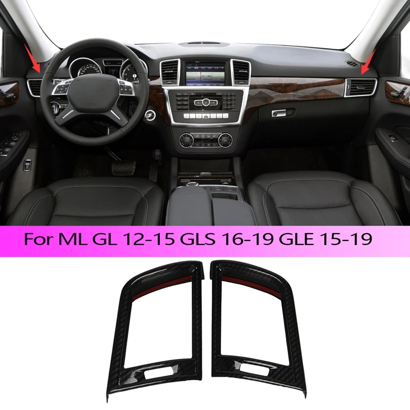 Carbon Fiber L&R Side Air Conditioning Outlet Vent Cover Trim For Mercedes Benz ML GL 12-15 GLS 16-19 GLE 15-19