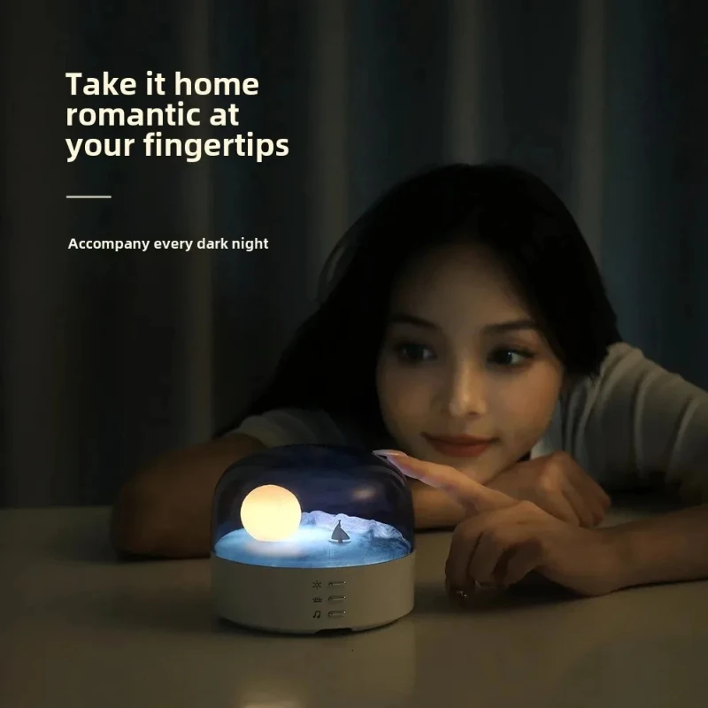 Creative New Moon Bluetooth Speaker Light, High Aesthetic Value Indoor Night Light, Eye-protecting Atmosphere Light Birthday Gif
