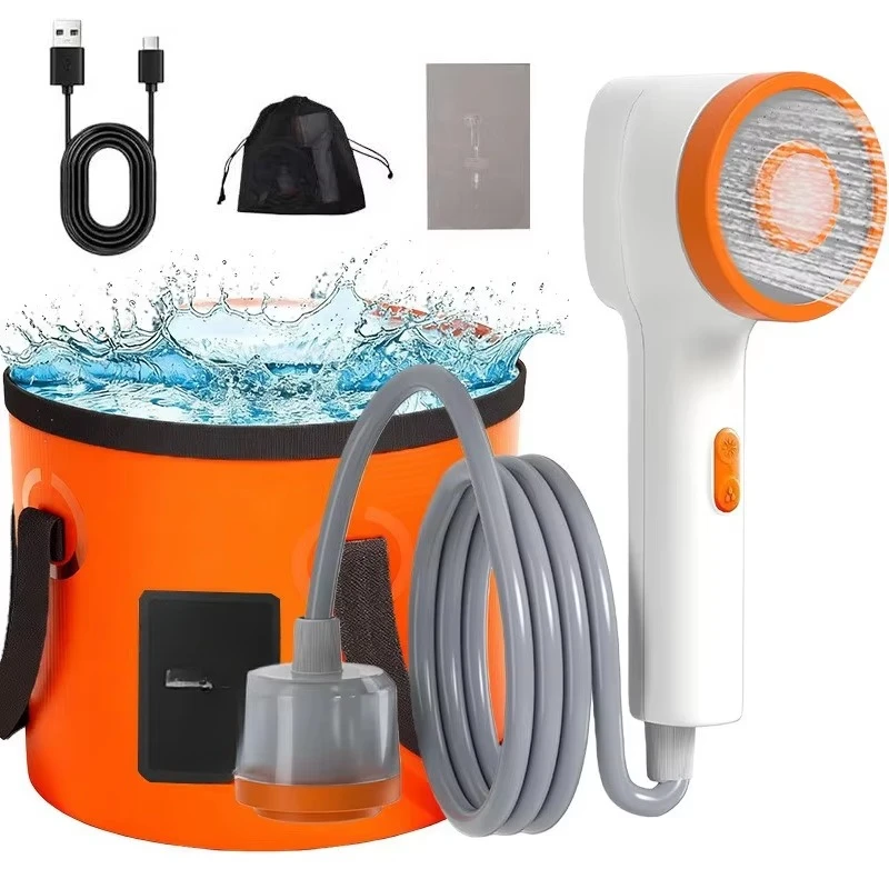 New outdoor shower lighting integrated bath tools camping dormitory household electric mobile shower head ABS material
