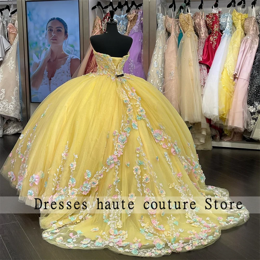 Màu Vàng Sang Trọng Quinceanera Đầm Bóng Đồ Bầu 2023 Đính Hạt Sweet 16 Đầm Cột Dây Sinh Nhật Đầm Đầm Vestido De 15 anos Tùy Chỉnh