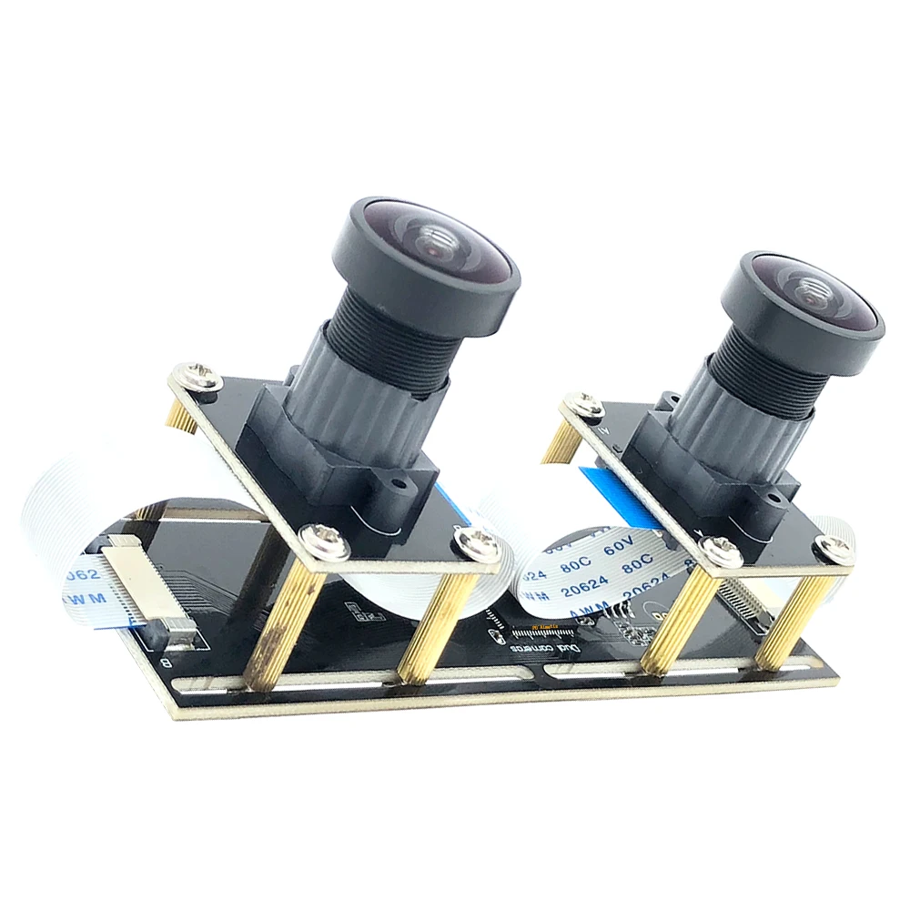 1080P عين السمكة كاميرا ويب مزدوجة 8 مللي متر عدسة ستيريو تزامن 5MP 30FPS وحدة كاميرا بمنفذ USB للفيديو ثلاثية الأبعاد VR الواقع الافتراضي