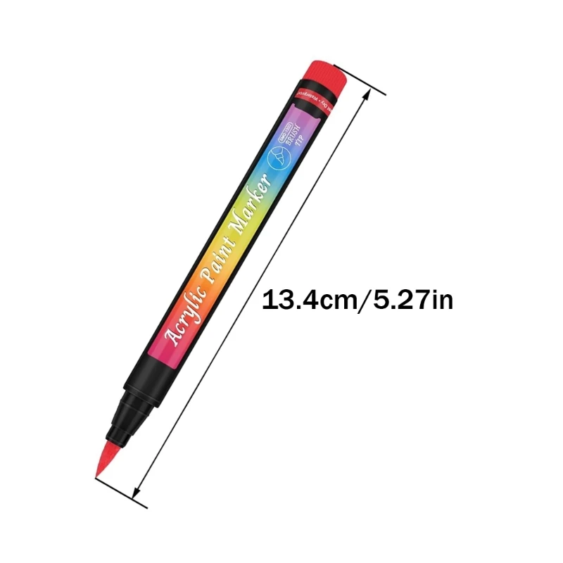 30 Color Acrylic Marker Brush Quick Drying for Painting on Paper Stone Wood Glass Rock Canvas Fabric DIY Craft