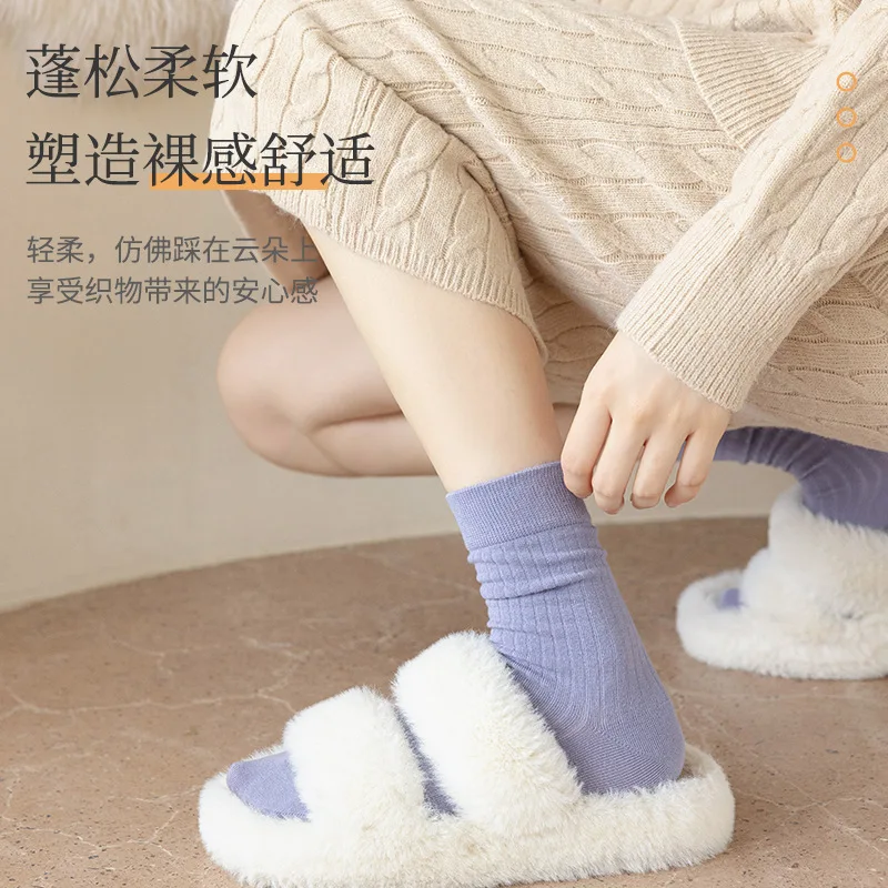 Chaussettes mi-longues en coton pour femmes, chaussettes décontractées, anti-odeur, qualité supérieure, tendance, document solide, printemps, automne, 5/10 paires