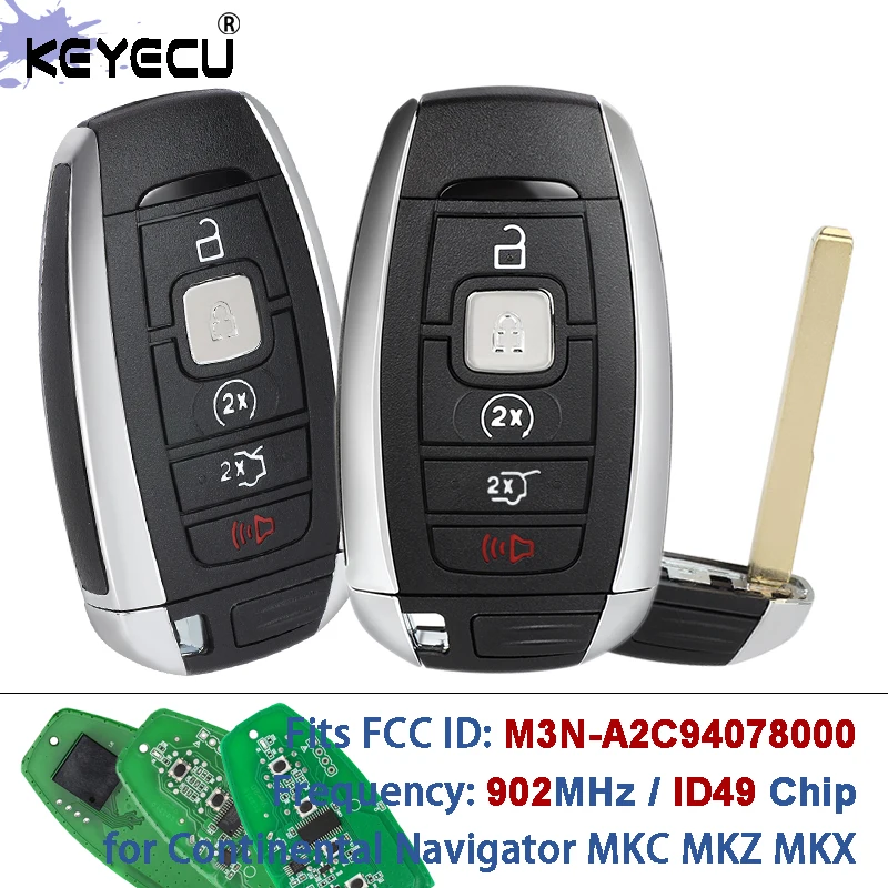 

KEYECU 902 МГц ID49 чип M3N-A2C94078000 P/N: 164-R8226 умный дистанционный брелок для внедорожника для Lincoln Navigator MKC MKZ MKX 2017-2021