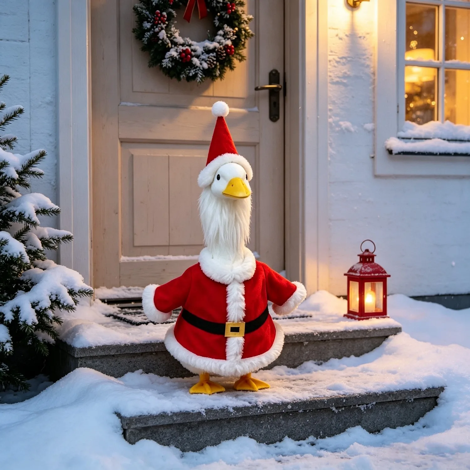 1 Set Christmas Santa Claus Costume Outfits, 2 Styles to Choose(Goose Not Included), Porch Decoration, Funny Holiday Outfit