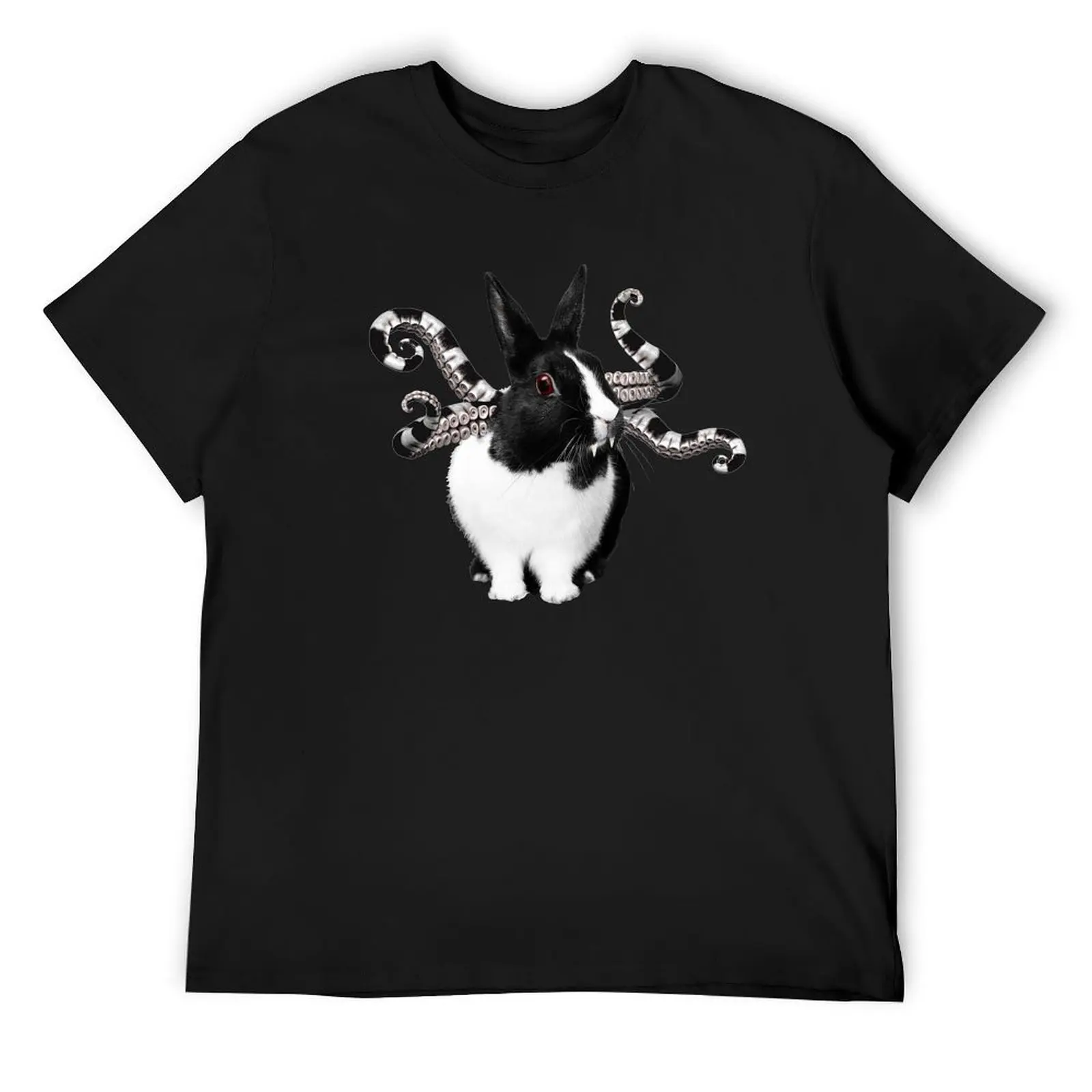 Black & White Bunny w/ Tentacles T-Shirt korean fashion man clothes Men's clothing