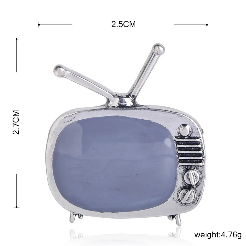 Blucome Classic Vintage TV Television Shape Brooch Gold Color Enamel Brooches Parents Gift Scarf Sweater Collar Pins Accessories