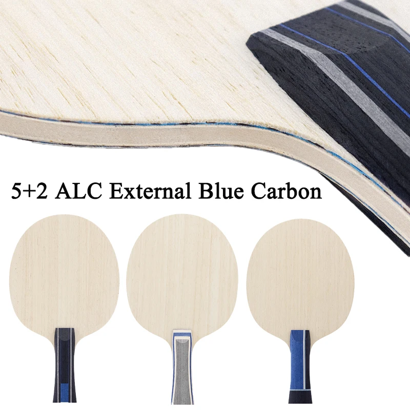 Table Tennis Blade 5 Wood +2 ALC External Blue Carbon Ayous & Paulownia Core Professional Ping Pong Blade Wood for Competition