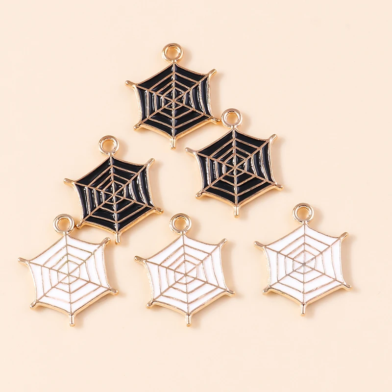 20 Stück 18x19mm Cartoon Emaille Spinnennetz Charms Anhänger für Schmuckherstellung DIY Tropfen Ohrringe Halsketten Armbänder Zubehör – Detail 6