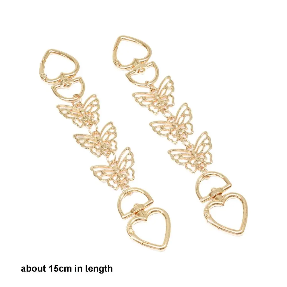 2Pcs Detachable Bag Decorative Chain Polished Pearl Butterfly Purse Extender Chain Rust-proof Reusable Bag DIY Accessories