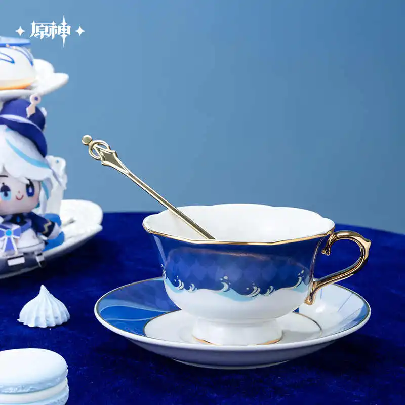 Furina Afternoon Tea Cup Official Original Genshin Impact Plate  Spoon Set Cup Dragon Accessories Coffee Cup Anime Toy Kids To