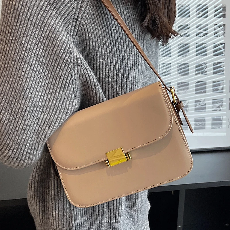 Vintage Women\'s Shoulder Underarm Bags 2022 Autumn Winter Texture Pu Square Handbags Korean Ladies All-match Crossbody Bag