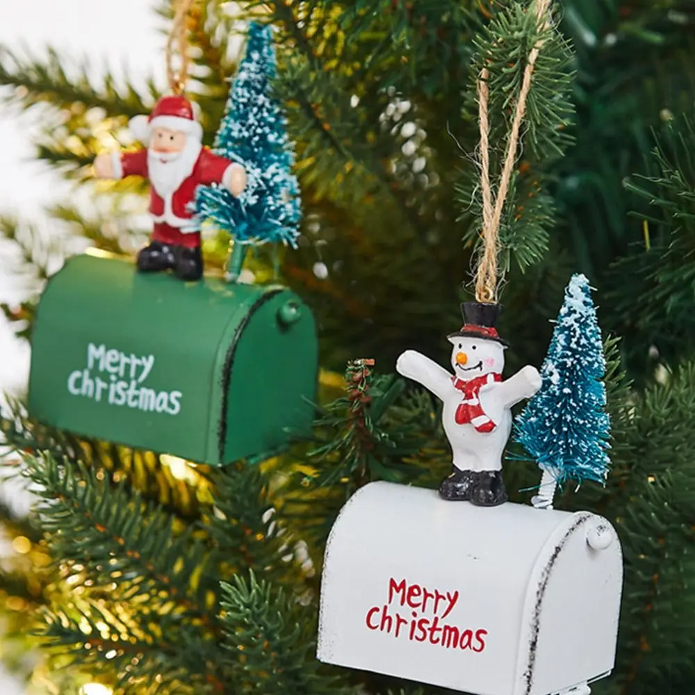 Retro Iron Christmas Pendant Antique Style Santa Claus Airplane Mailbox Santa Claus Christmas Tree Hanging Decoration Ornaments