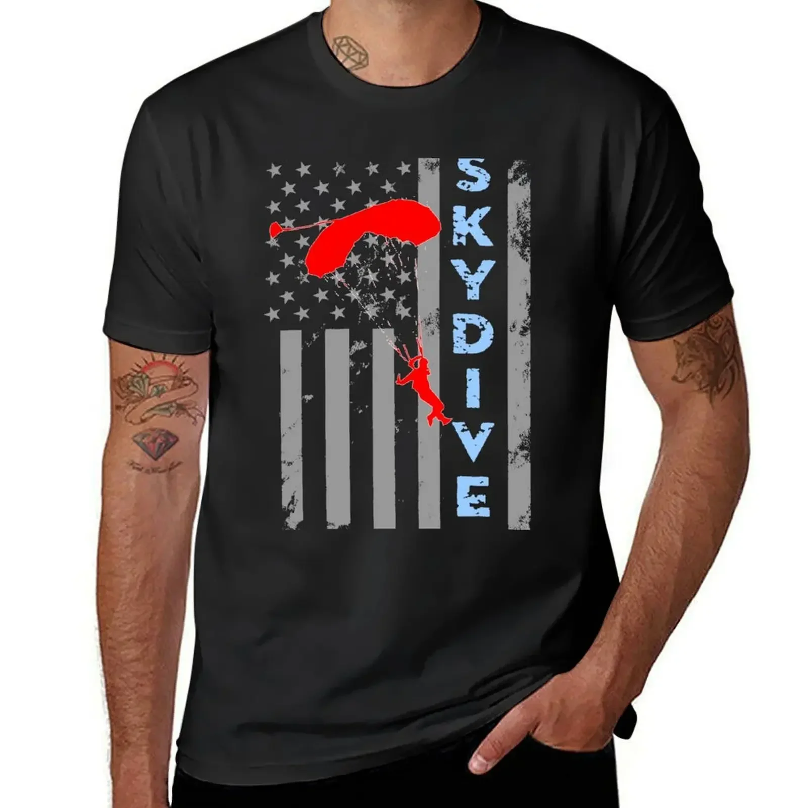 Skydiver Flag. T-Shirt custom t shirt vintage graphic tee plus size tops Short sleeve tee men