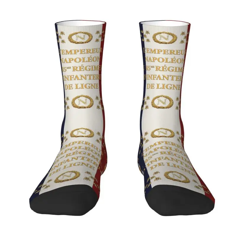 Calcetines de vestir para hombre con bandera del 85 del Regimiento francés napoleónico, unisex, divertidos, con estampado 3D, Francia, flor de lis