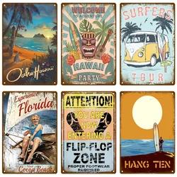 Surf Sun Vintage Plaque Metal Sign For Door Tin Sign Home Interior Paintings Mancave Wall Posters Room Decoration Decor