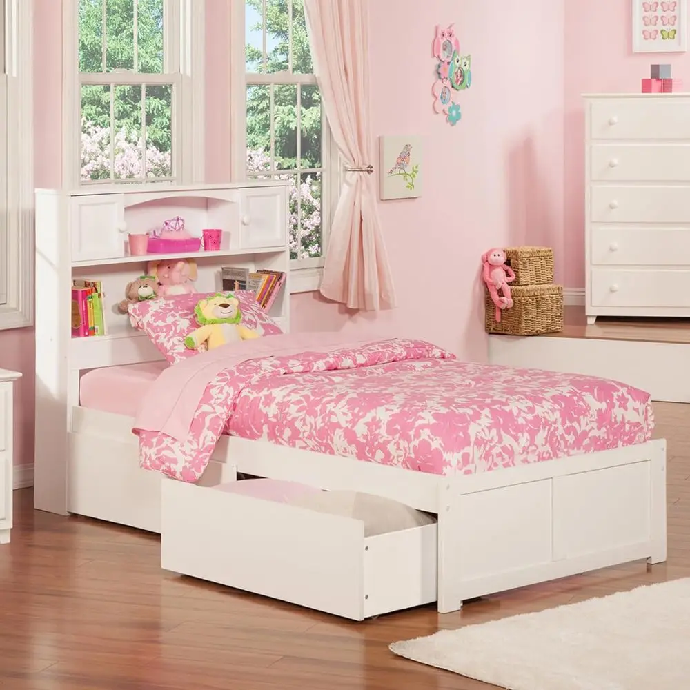 

Double Platform Bed with Drawers and Storage, White