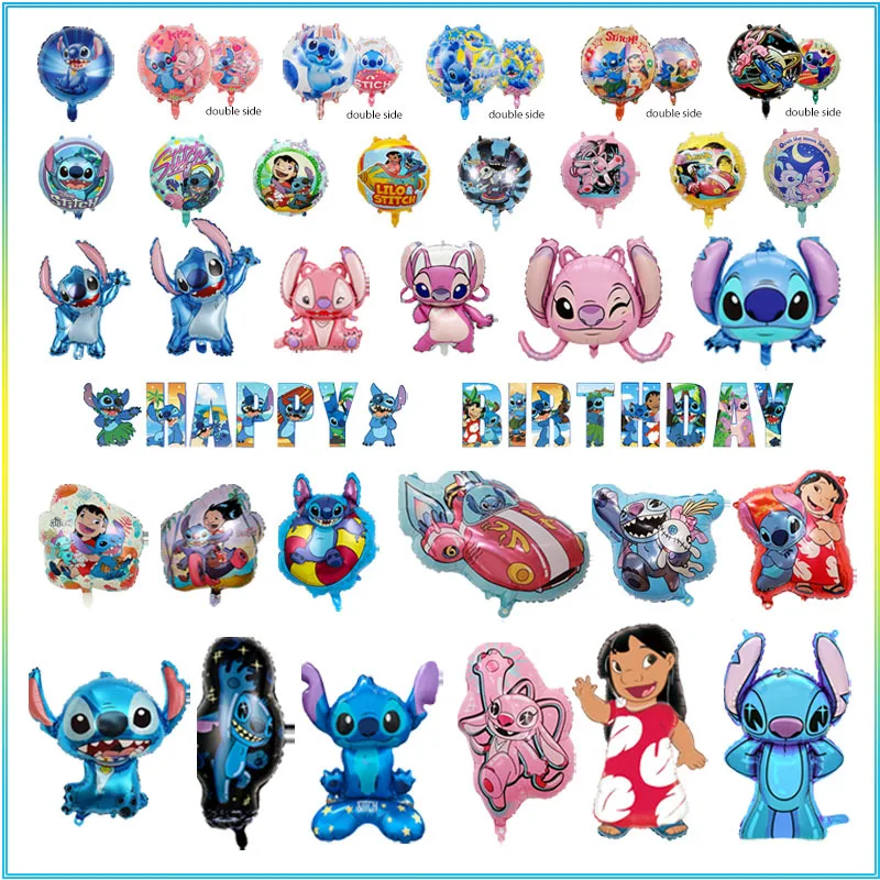 

Disney Lilo Stitch Balloon Baby Birthday Photo Props Cartoon Aluminum Film Balloons Happy Birthday Party Balloon Supplies