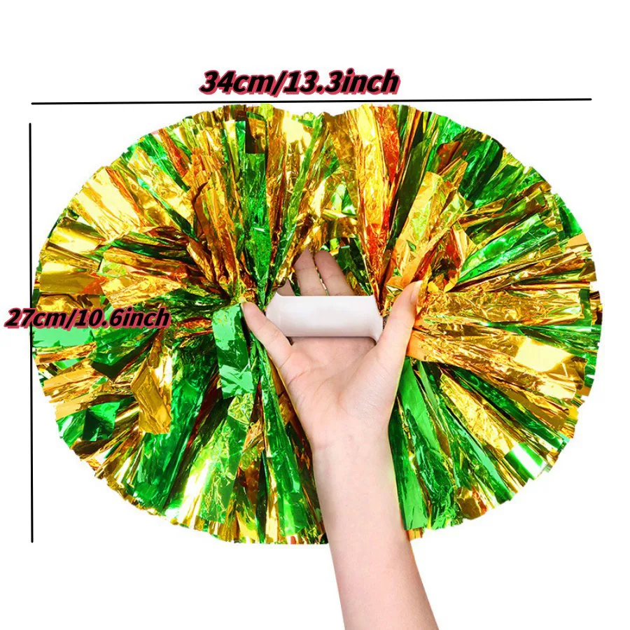 1Pcs Metallic PET Cheerleader Pom Ppom Girl Cheering Dance Decorator Cheerleading Pompon Pompoms Baton Hhandle colorfast