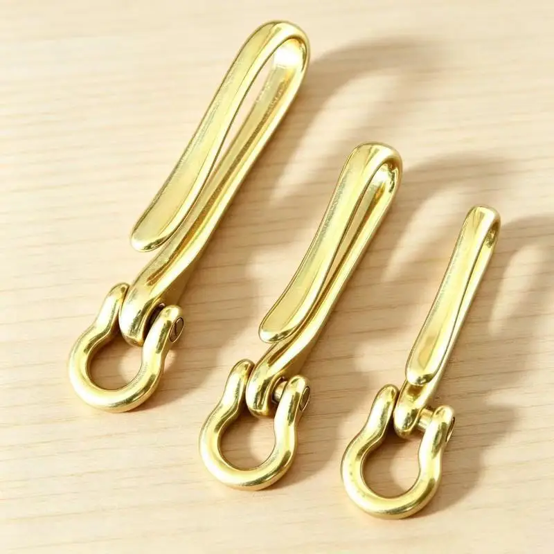 Robuster Messing-Gürtelhaken Schlüsselanhänger Vintage Matt-Finish Schlüsselring-Clip für Geldbörse, Kette, Wandern, Reisen – Detail 4