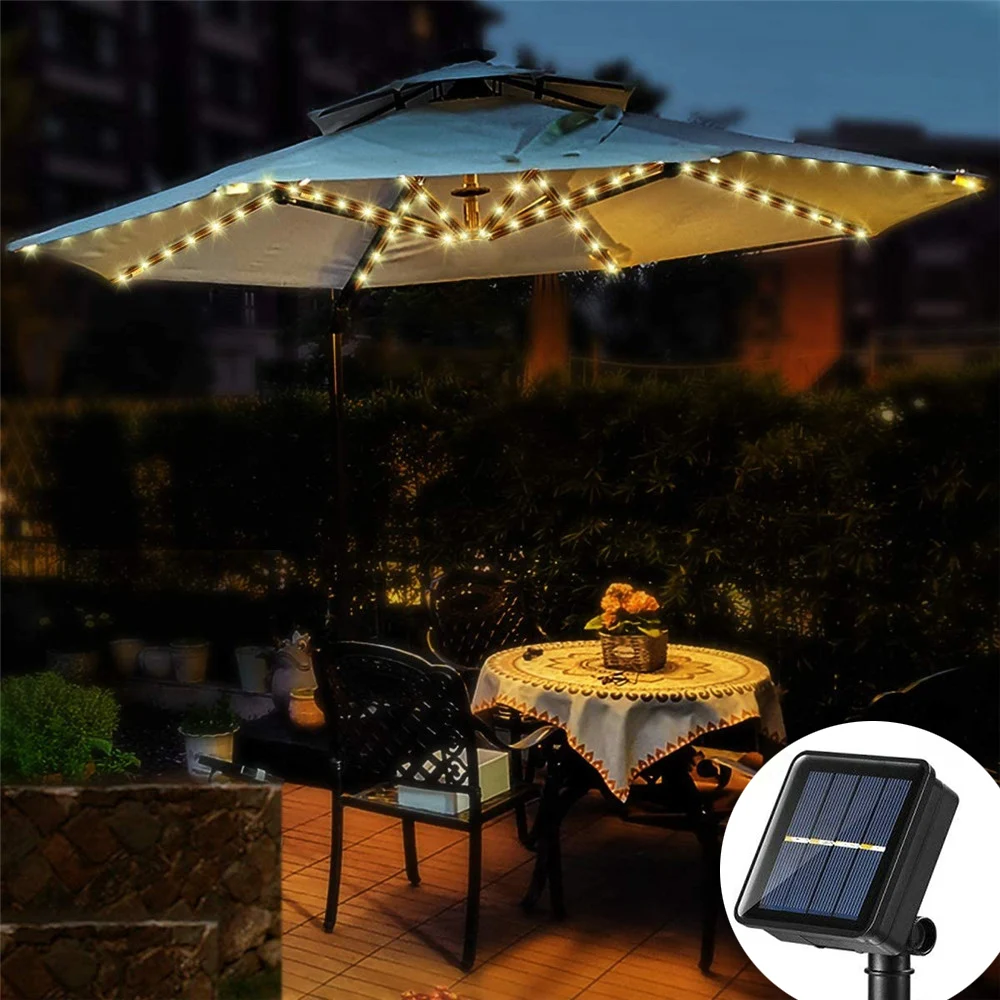 

104 LED Patio Umbrella Lights Solar Operated Garden Umbrella Tent String Lights with 8 Modes for Outdoor Pole Fairy Decoration