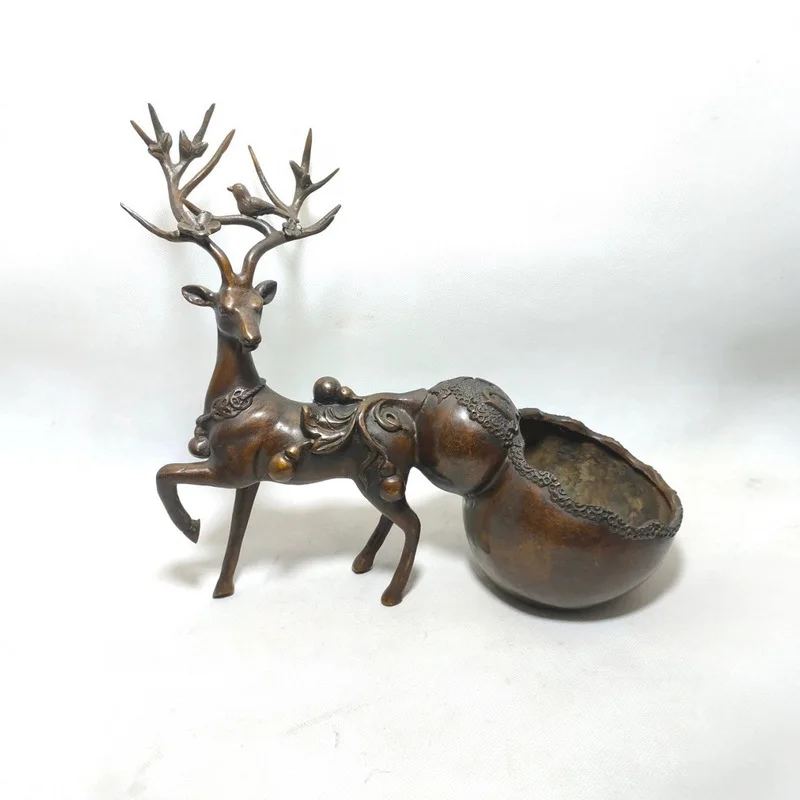 Antique Bronze Deer Ornament, Storage Box, Home Decoration