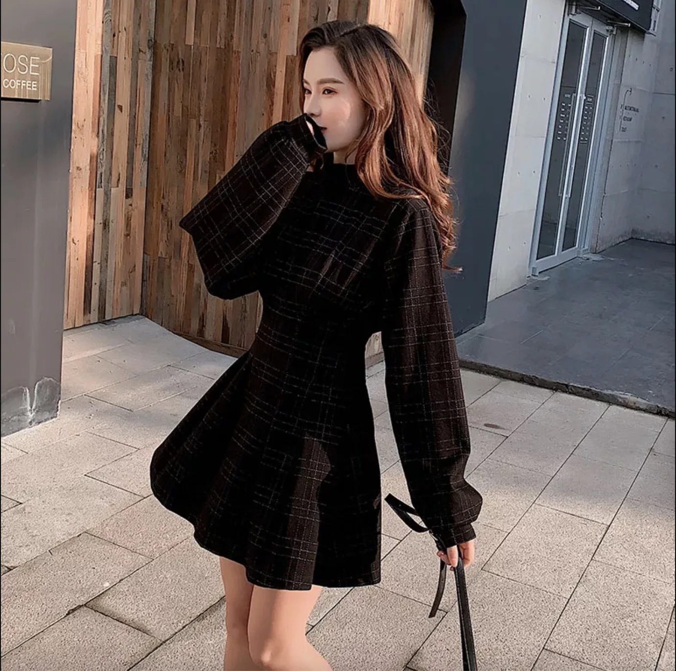Dark Style Elegant Body-flattering   Plate Waist-cinching Clothes Little Black Clothes Dress Elegant Robe Party Elegant Maxi