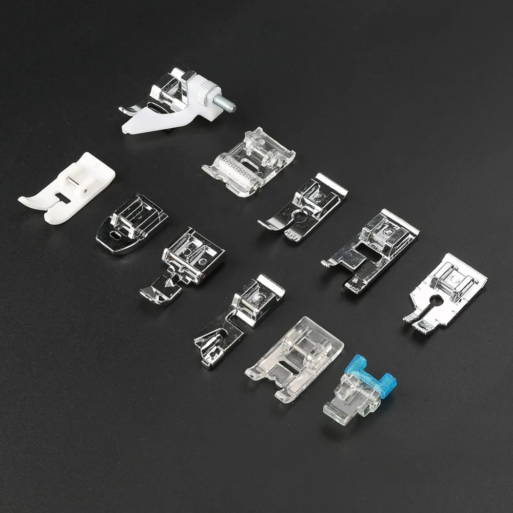 

11PCS Multifunctional Press Foot Clear Box Compatible Presser Feet Set Universal Low Shank Snap On Foot Domestic Sewing