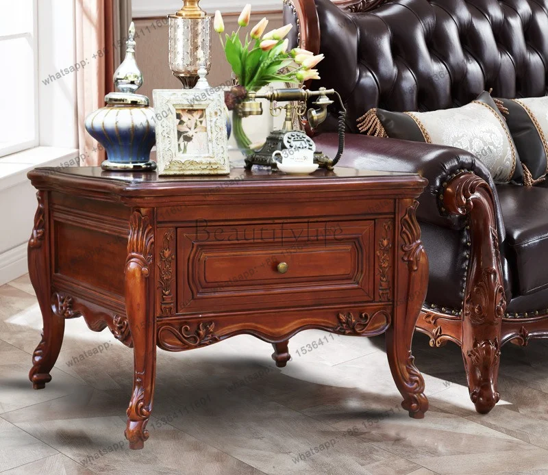 All solid wood corner ji American 83cm carved European style square ji villa Q431