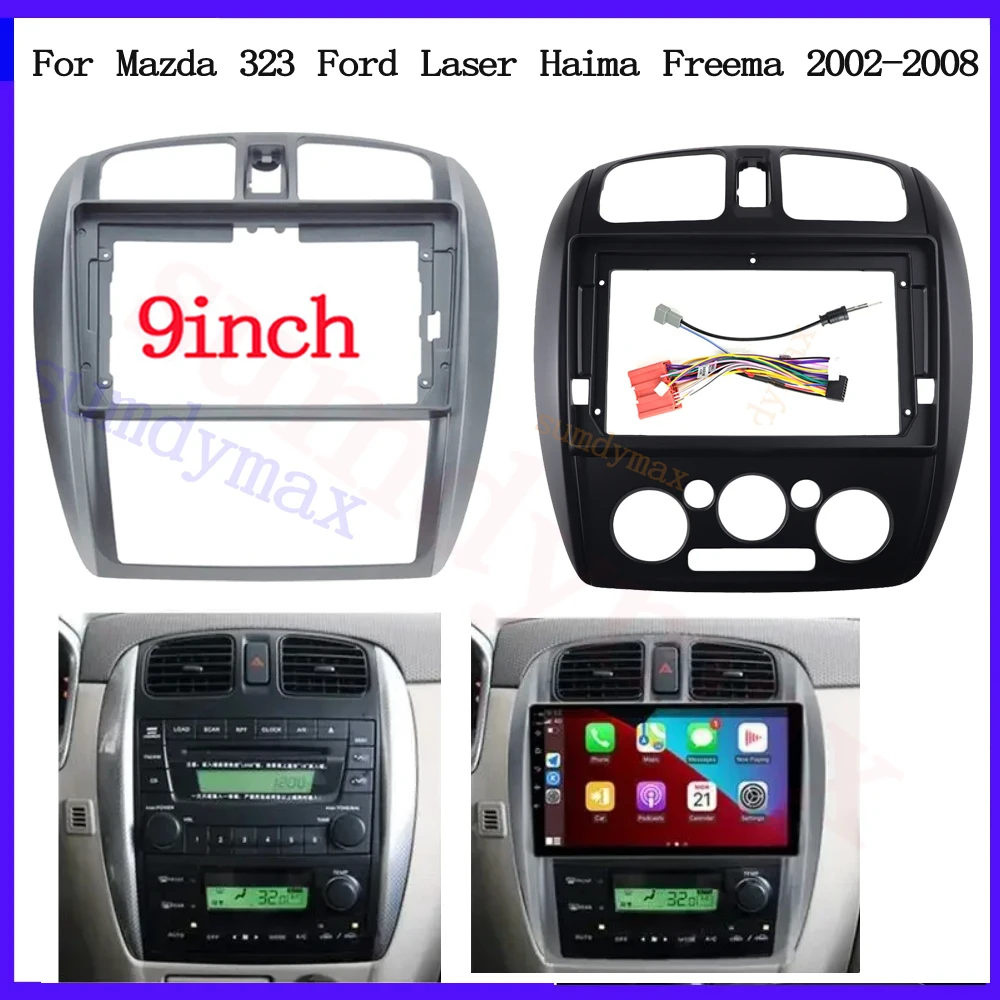 Android Car Radio Fascias for MAZDA 323 HAIMA FREEMA FORD LASER 9inch 2din Dashboard Installation Trim Kit Frame Stereo Panel