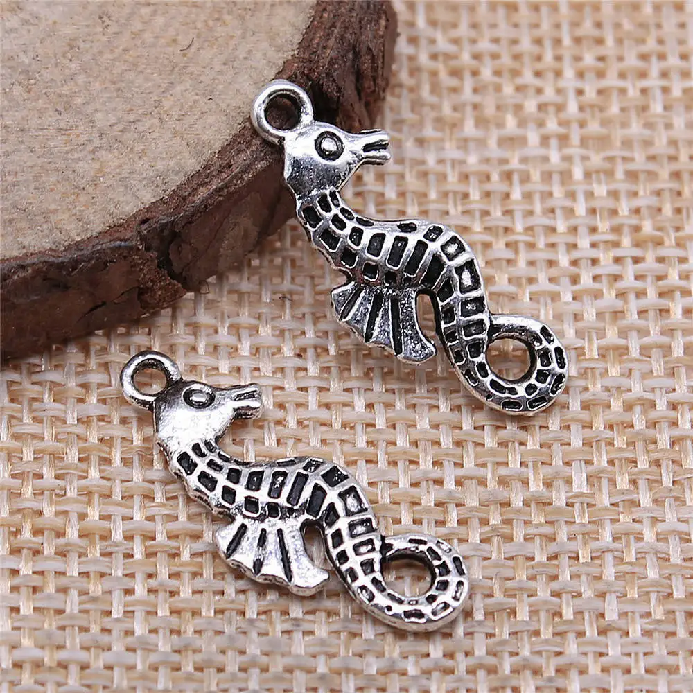 Pendant Seahorse Charms Jewelry For Woman 26x10mm 10pcs