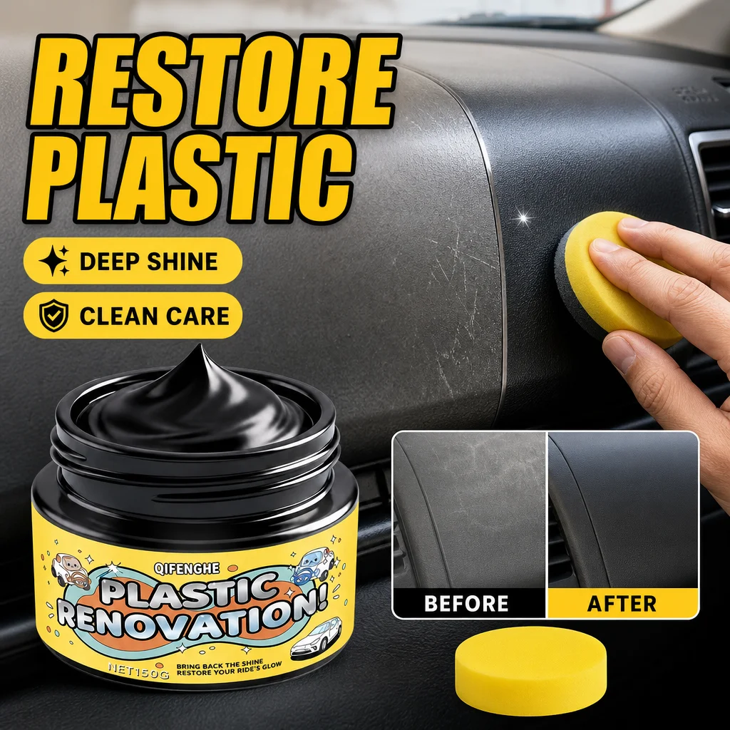 Plastic Renovation Cream for Car Interior, Restore Plastic & Deep Shine, Clean Care Dashboard Trim 50g